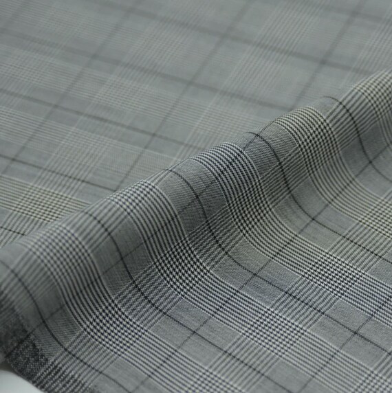 Plaid Worsted Wool fabric by the yard