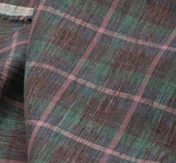 Plaid linen fabric by the yard