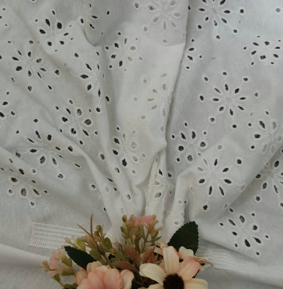 Embroidery knit cotton fabric By the yard