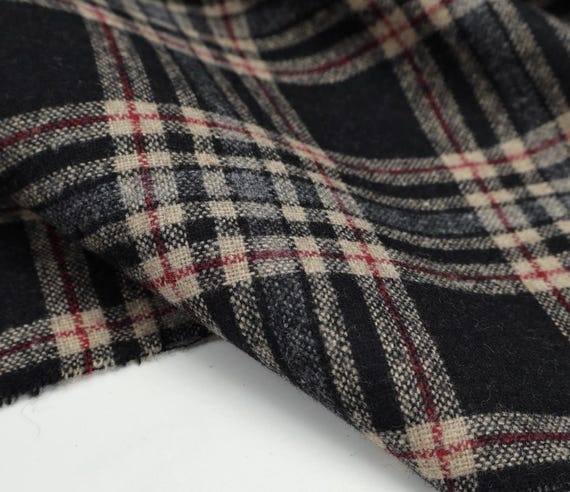 Plaid wool fabric by the yard