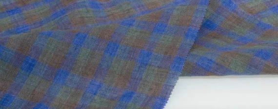 Plaid linen fabric by the yard