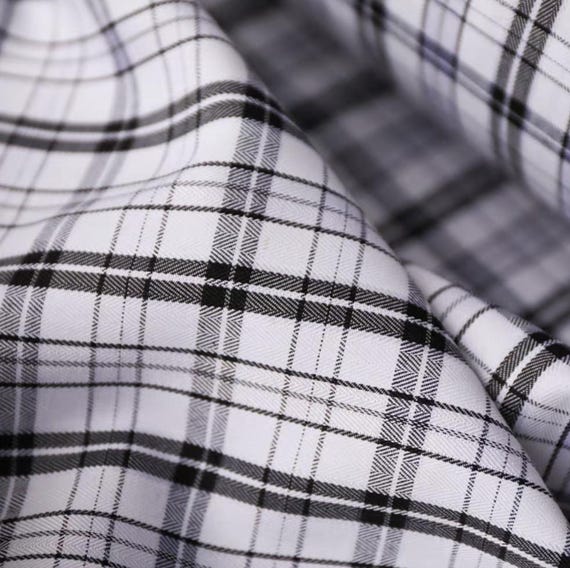 Plaid cotton fabric by the yard