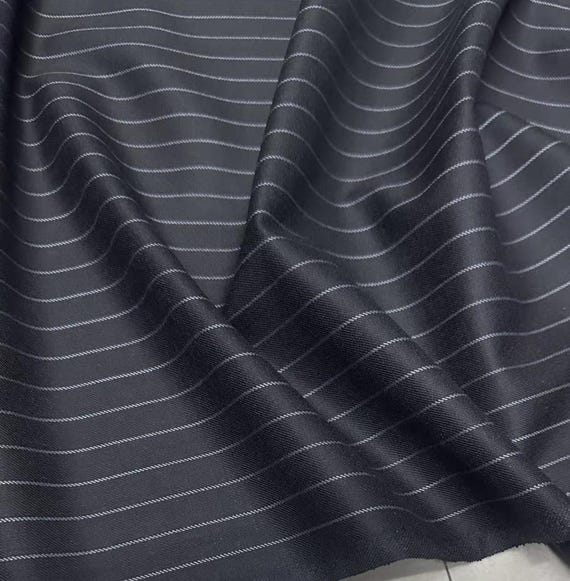 Striped Worsted Wool fabric by the yard