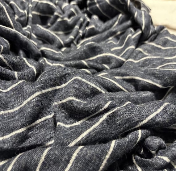 Striped Knit linen jersey fabric by the yard