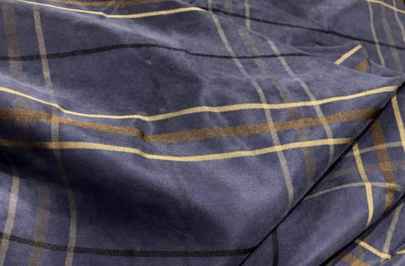 Plaid cupro fabric by the yard