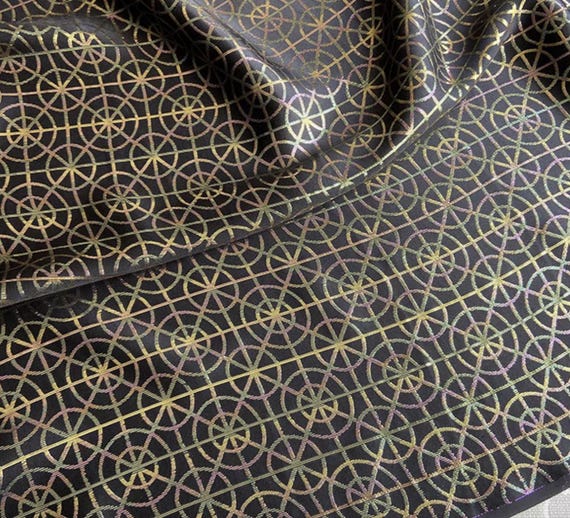 Jacquard metallic silk fabric by the yard