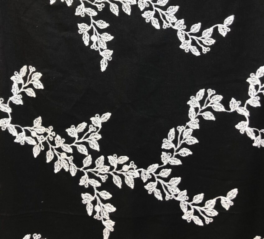 Embroidery embroidered linen fabric by the yard Etsy