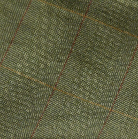 Plaid Herringbone Wool fabric by the yard