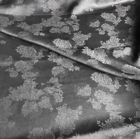 Jacquard Gambiered silk fabric by the yard