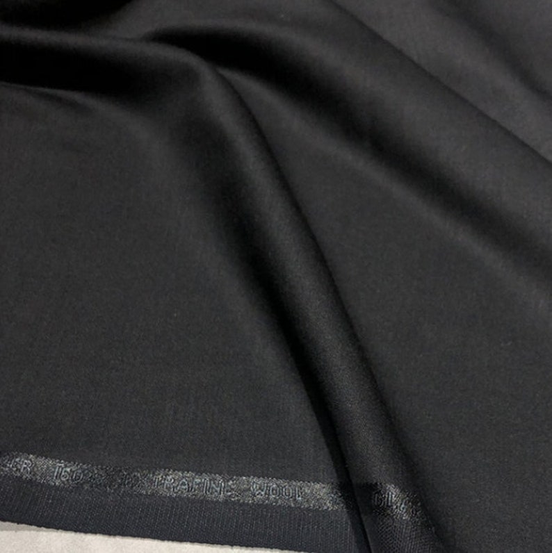 Black Silk Wool fabric woolen fabric by the yard