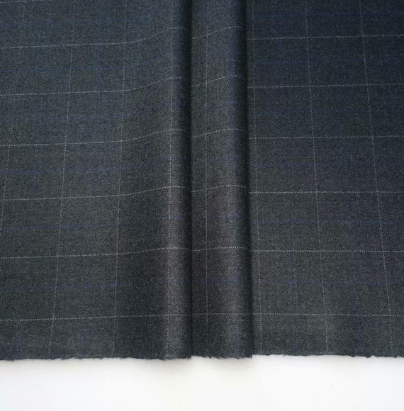 Plaid Worsted wool fabric by the yard