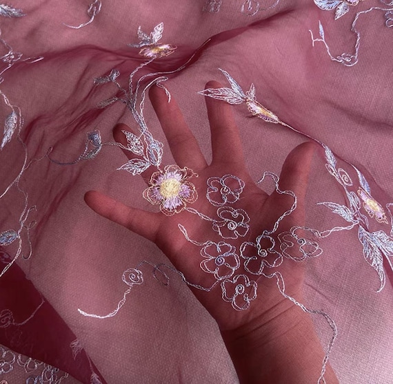 Embroidery Organza silk fabric by the yard