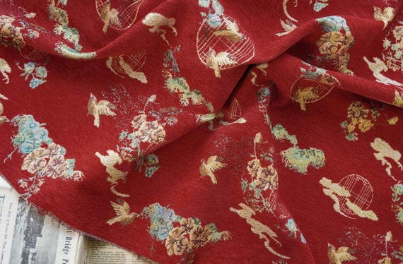 Jacquard brocade fabric by the yard