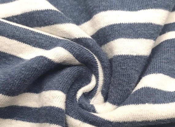 Striped hemp organic cotton knit fabric by the yard