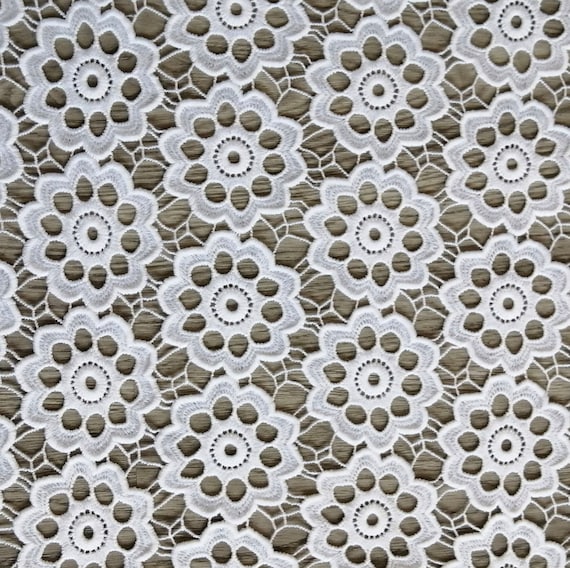 Flowers Embroidery guipure fabric By the yard