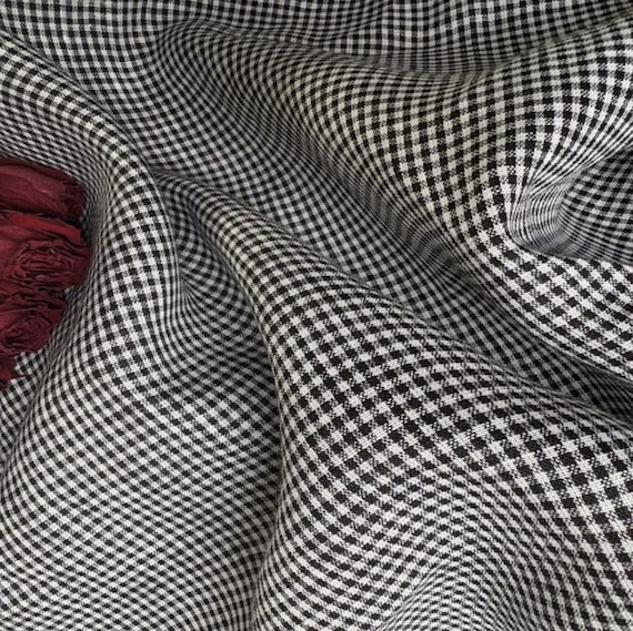 Plaid linen fabric by the yard