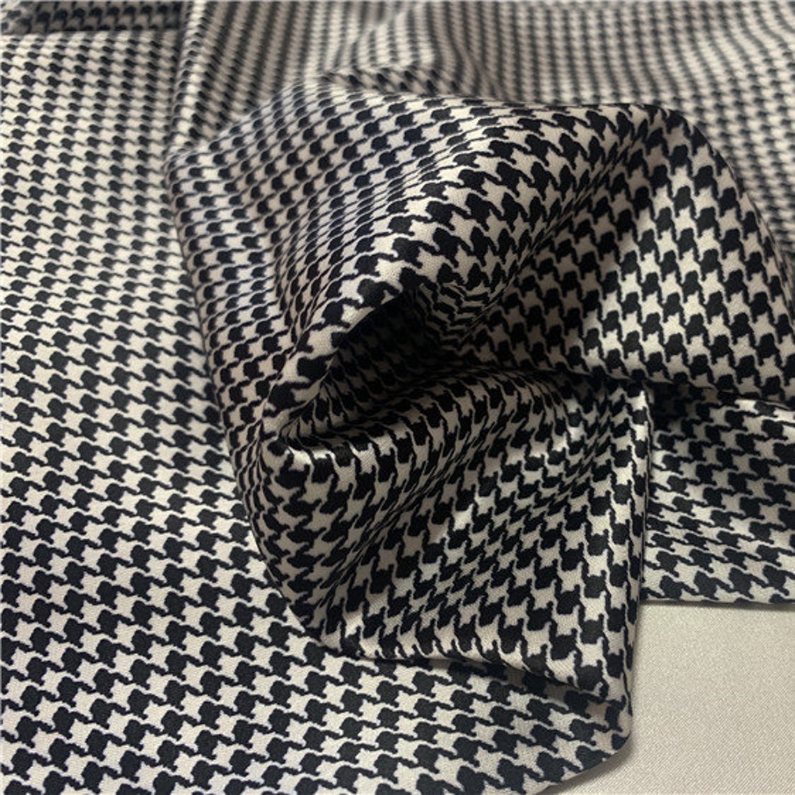 Houndstooth Print triacetate fabric by the yard | Etsy