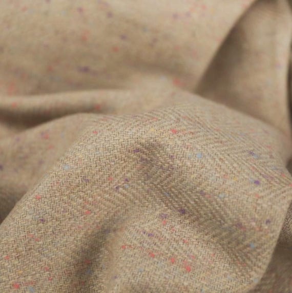 Specks Herringbone Wool Fabric by the yard