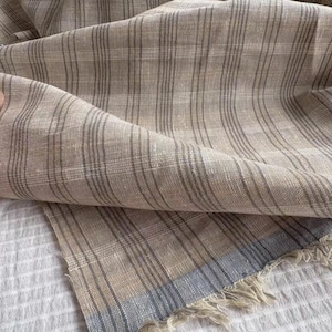 Yarn dyed plaid linen cotton fabric by the yard