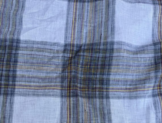 Plaid linen fabric by the yard