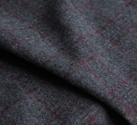 British Wool Plaid Fabric, Suiting Material by the yard