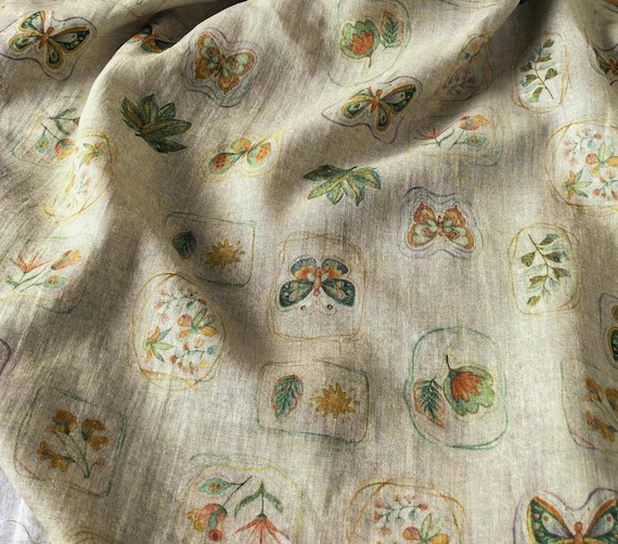 Print linen fabric by the yard