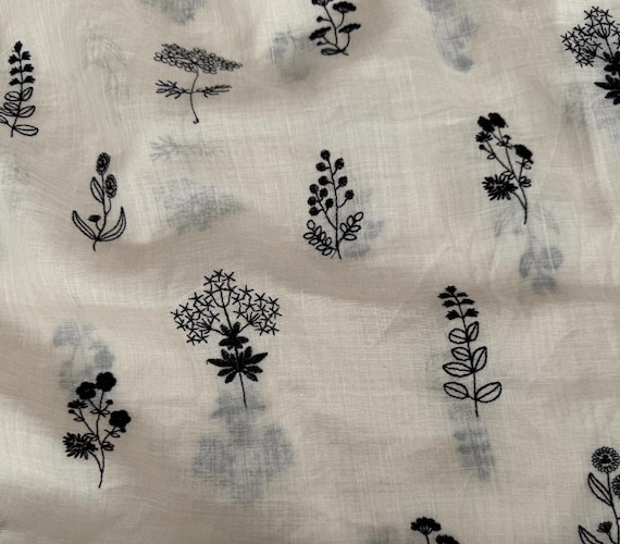 Embroidery ramie fabric by the yard