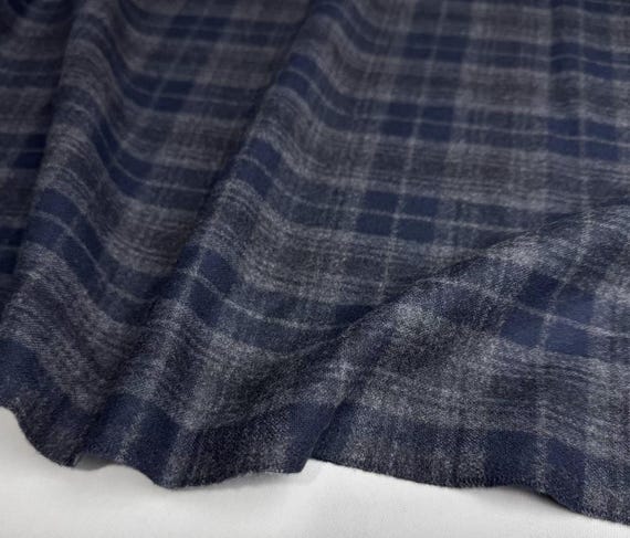 Plaid worsted wool fabric by the yard
