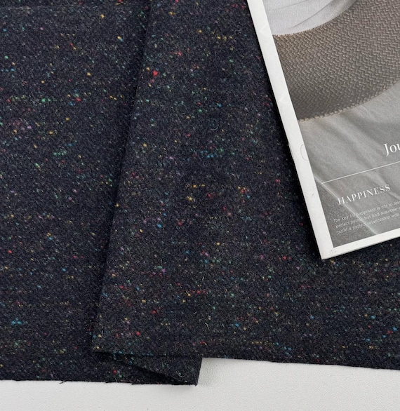 Colorful specks dots Wool fabric by the yard