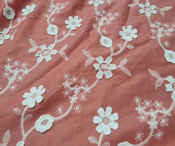 3D Embroidery fabric, Cotton Embroidery fabric, Flower Embroidery Sold by Meter