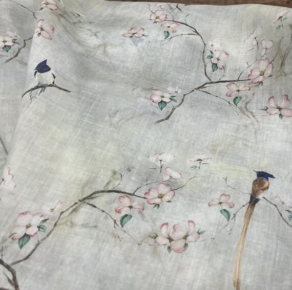 Print ramie fabric by the yard for blouses, dresses,  skirts, clothes fabric