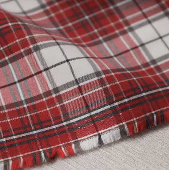 Plaid cotton fabric by the yard