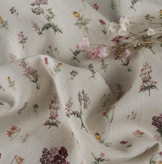 Print linen fabric by the yard