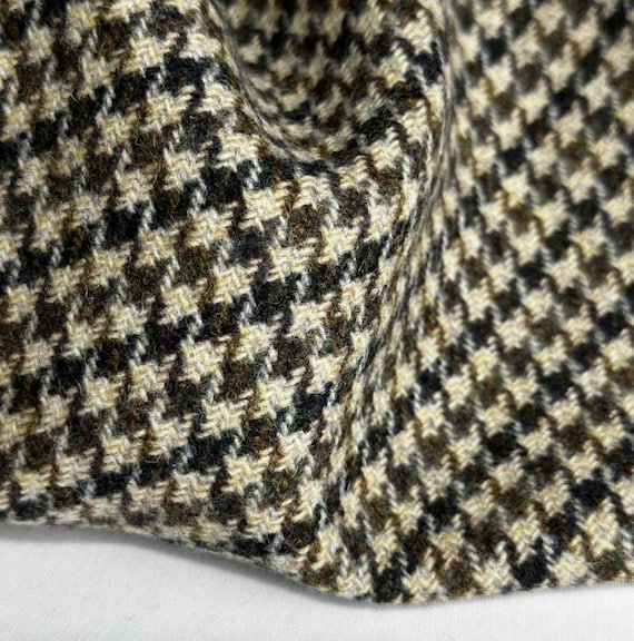 Houndstooth wool fabric by the yard