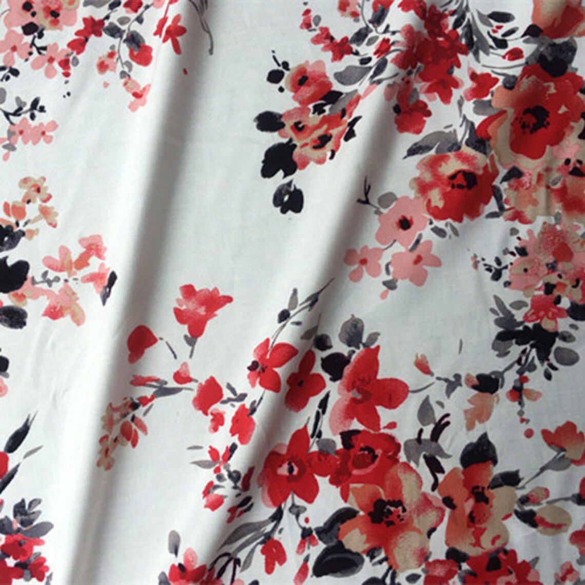 Print floral viscose fabric by the yard Etsy