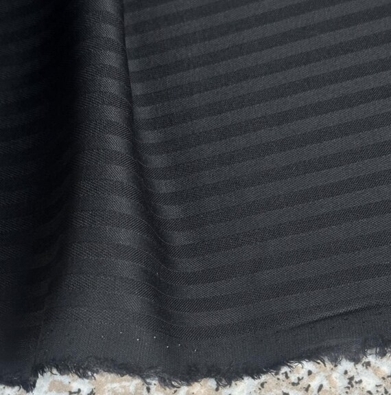 Striped Silk wool fabric by the yard