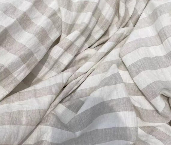 Yarn Dyed Striped Linen Fabric by Yard (280cm Wide) – Apparel, Bedding, Curtains