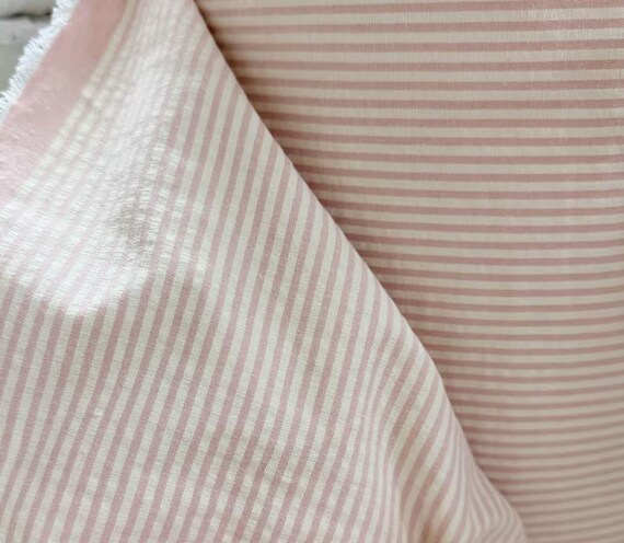 Seersucker Striped Textured cotton fabric by the yard