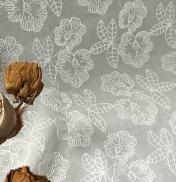 Embroidery cotton fabric By the yard