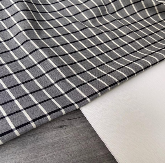 Plaid worsted wool fabric by the yard