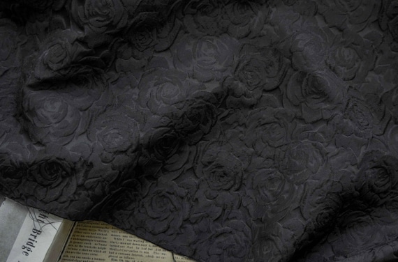 Multi Color Options Jacquard Rose Flowers fabric, Brocade fabric by the yard