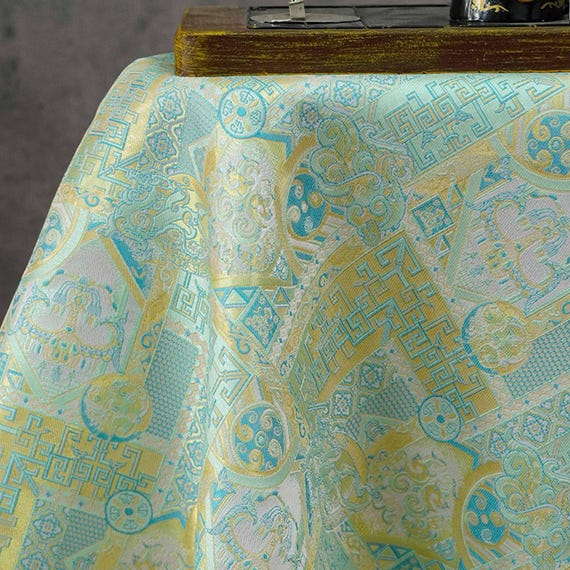 Jacquard floral fabric by the yard