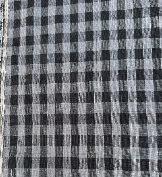 Plaid linen fabric by the yard