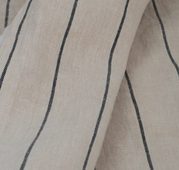 Striped linen fabric by the yard