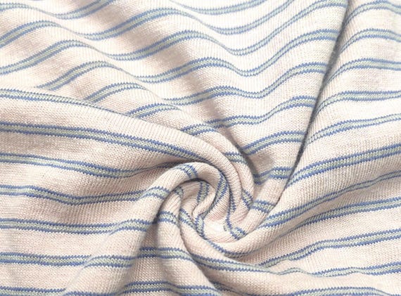 Striped hemp organic cotton knit fabric by the yard