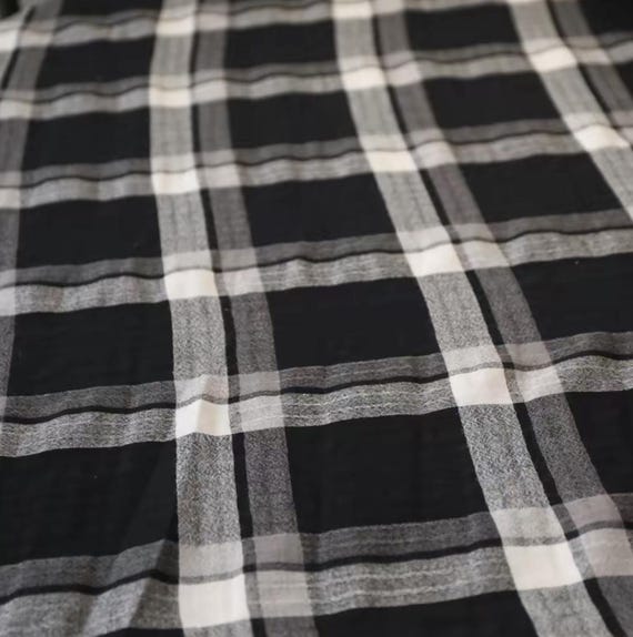Plaid Light Weight Wool Fabric, Grid Gingham Checks, By The Yard