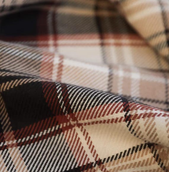 Plaid linen fabric by the yard