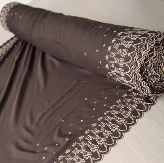 Embroidery Worsted Wool fabric by the yard