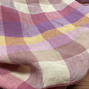 Colorful Yarn dyed linen fabric, plaid checks gingham checkered linen fabric by the yard