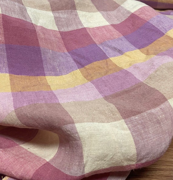 Colorful Yarn dyed linen fabric, plaid checks gingham checkered linen fabric by the yard